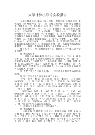 大学计算机导论实验报告