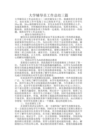 大学辅导员工作总结三篇