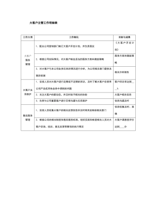 大客户主管工作明细表