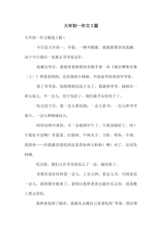 大年初一作文3篇