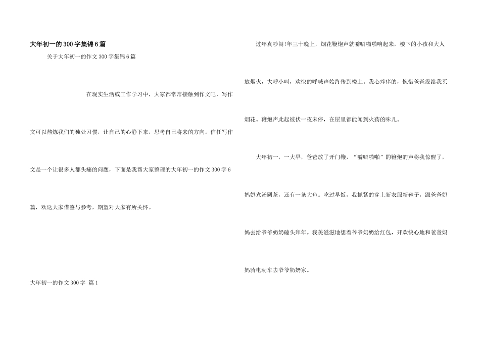 大年初一的300字集锦6篇_第1页