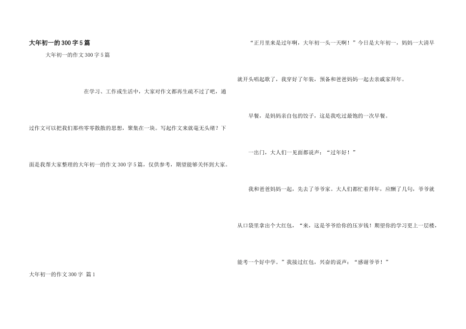 大年初一的300字5篇_第1页