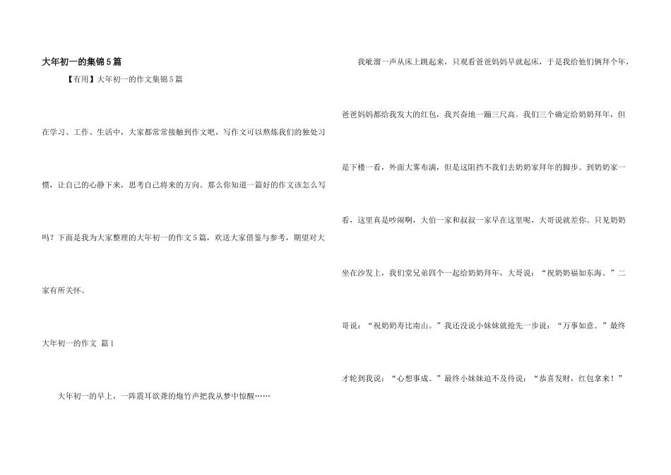 大年初一的集锦5篇_第1页