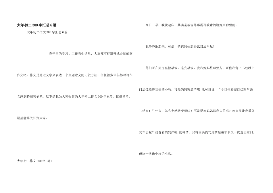 大年初二300字汇总6篇_第1页
