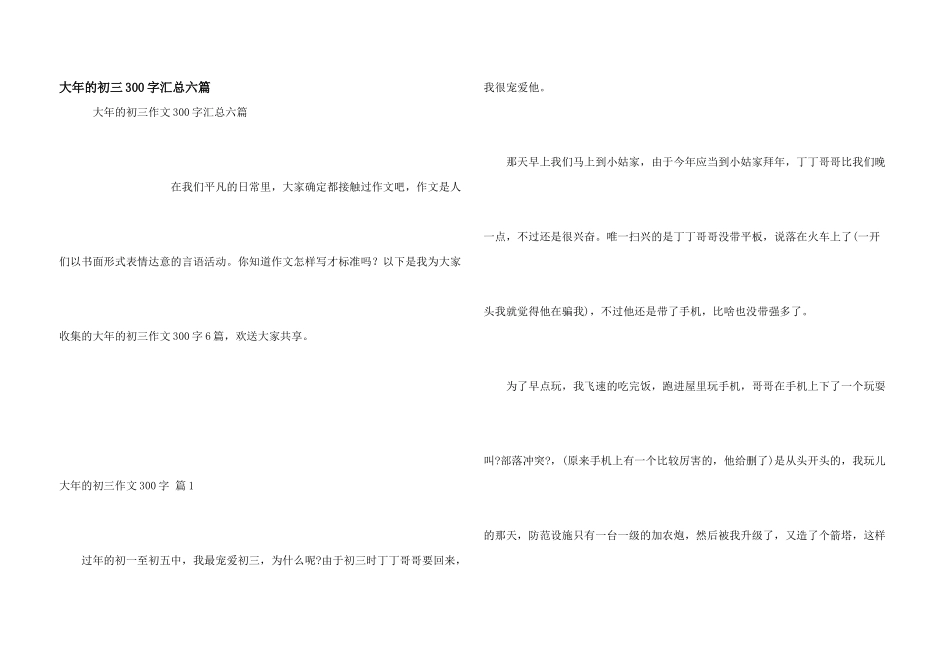 大年的初三300字汇总六篇_第1页
