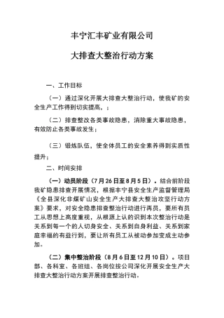 大排查大整治行动方案