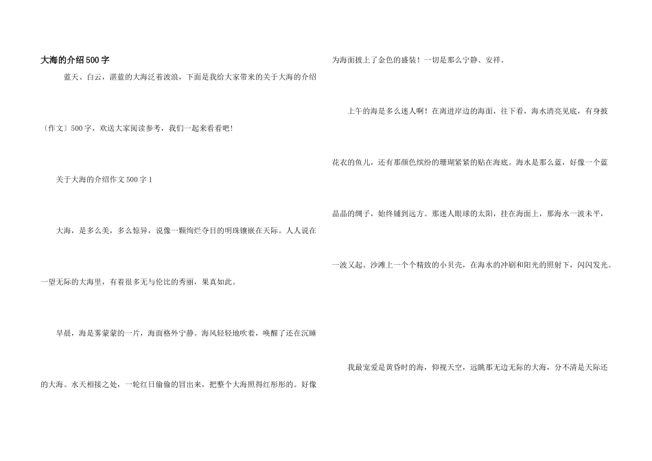 大海的介绍500字_第1页