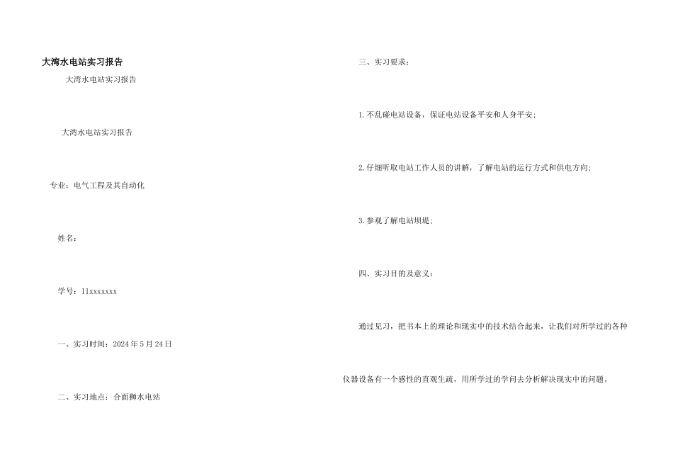 大湾水电站实习报告_第1页