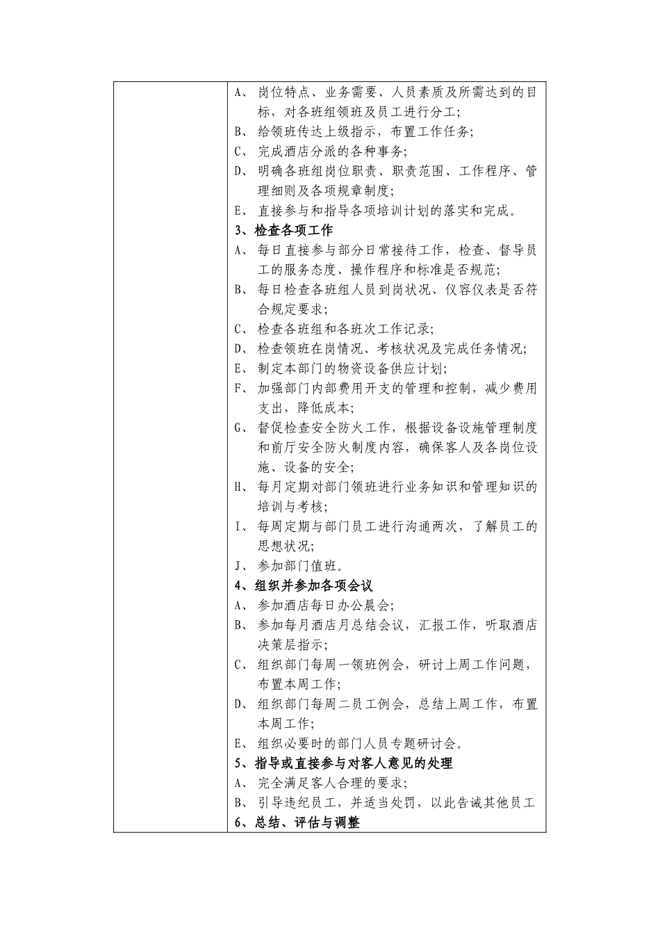 前厅部经理工作说明书（某大型酒店）_第3页