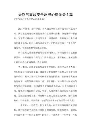 天然气事故安全反思心得体会5篇