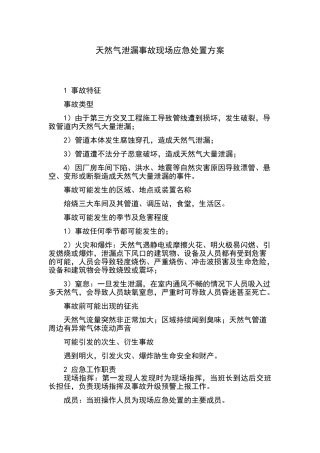 天然气泄漏事故现场应急处置方案