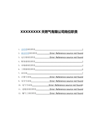 天燃气有限公司岗位职责说明