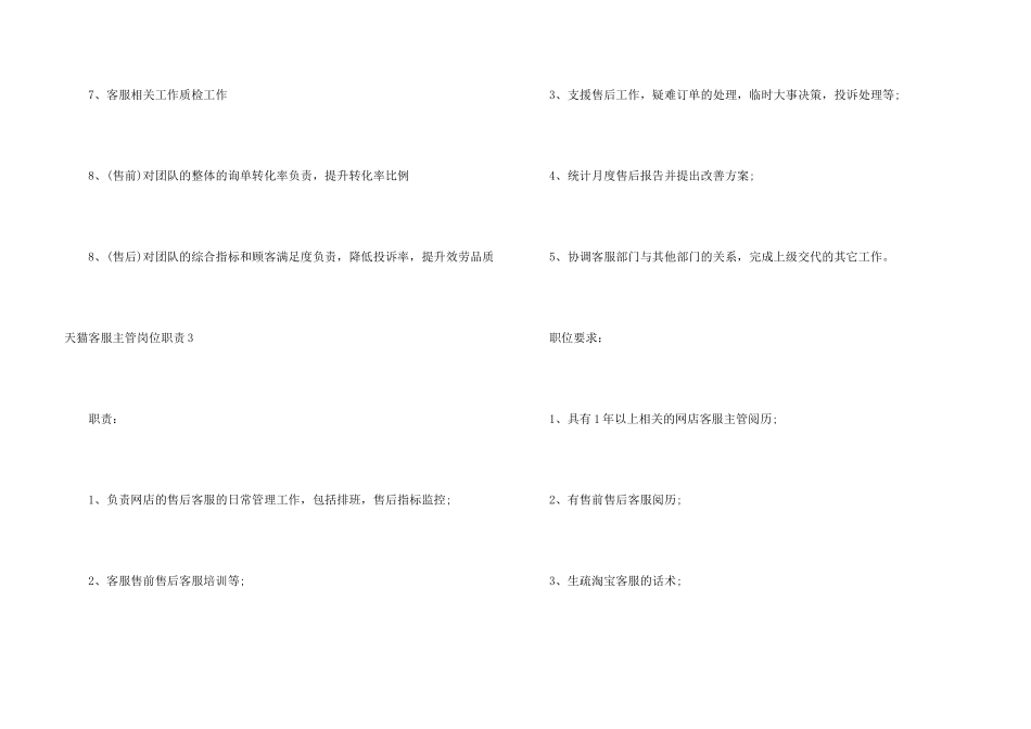 天猫客服主管岗位职责_第3页