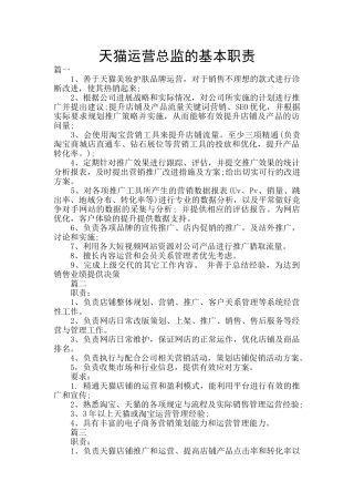 天猫运营总监的基本职责