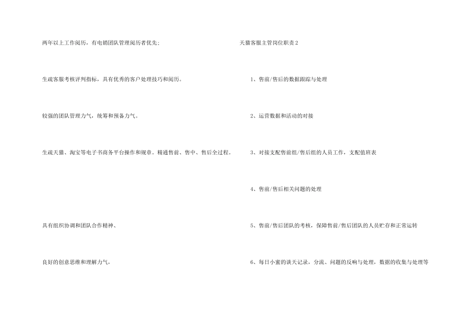 天猫客服主管岗位职责9篇_第2页