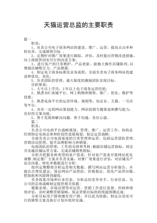天猫运营总监的主要职责