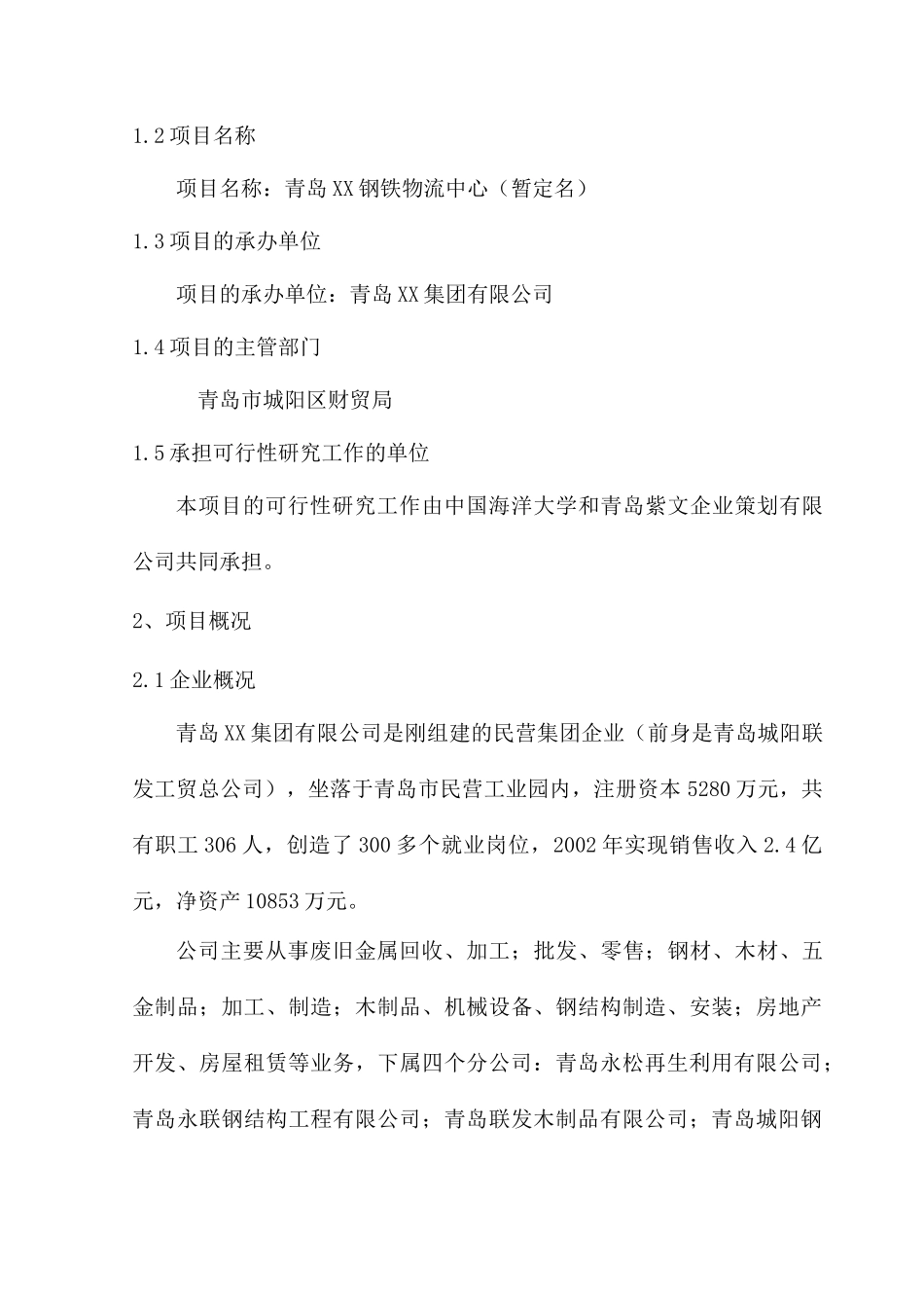 青岛XX钢铁物流园可行性研究报告_第3页