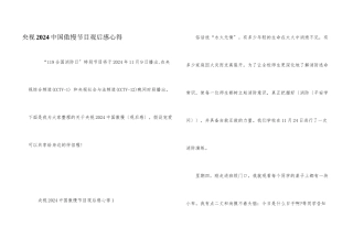 央视2024中国骄傲节目观后感心得