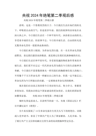 央视2024年绝笔第二季观后感