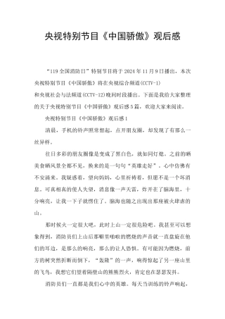央视特别节目《中国骄傲》观后感