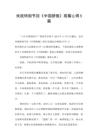 央视特别节目《中国骄傲》观看心得5篇