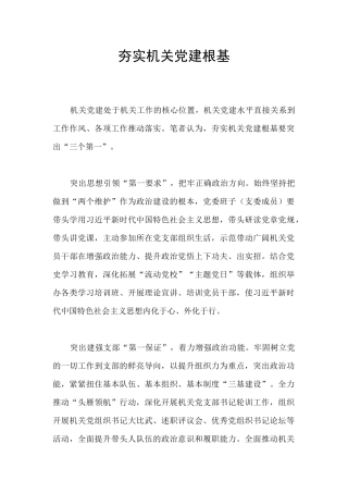 夯实机关党建根基