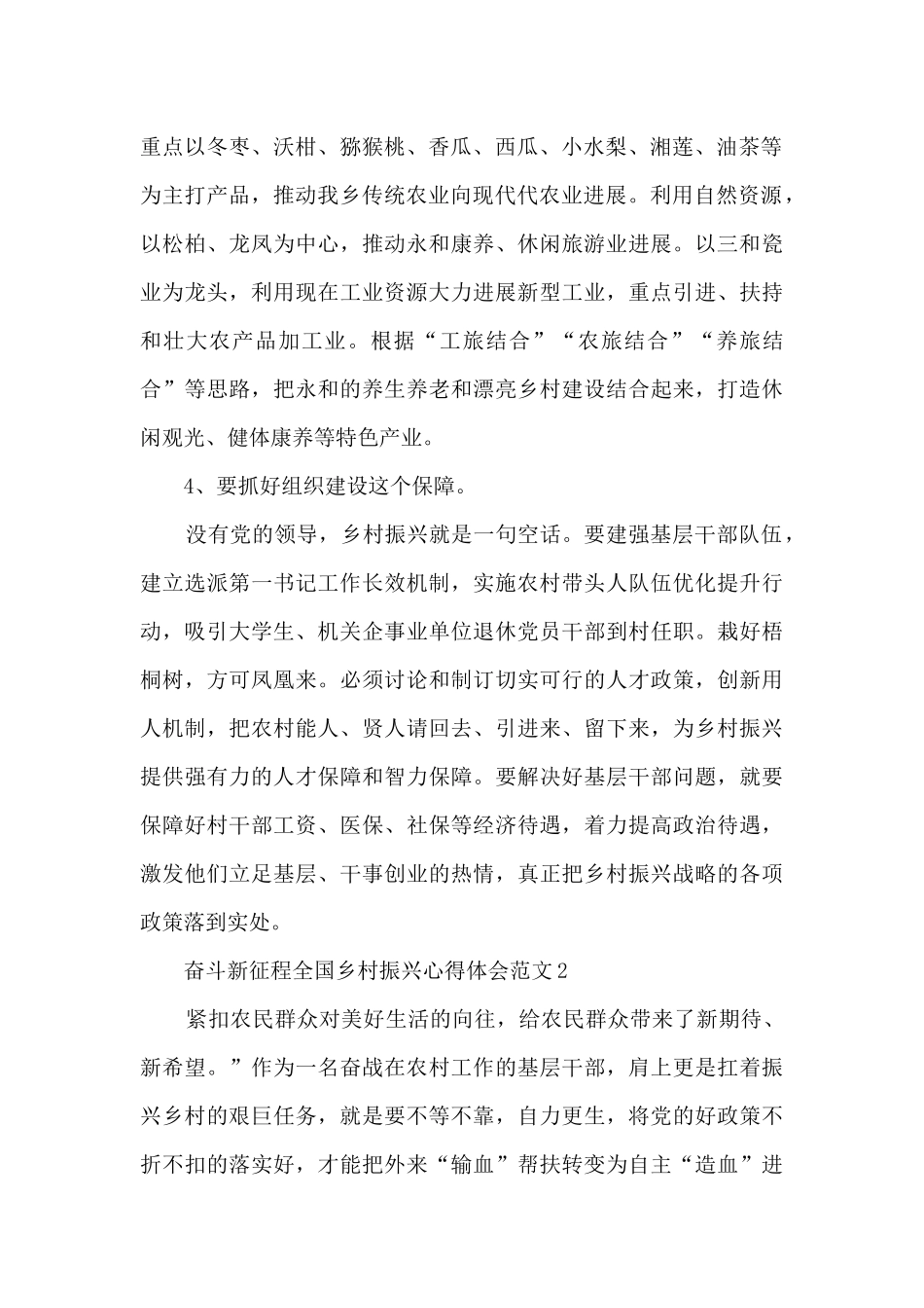 奋斗新征程全国乡村振兴心得体会范文_第2页