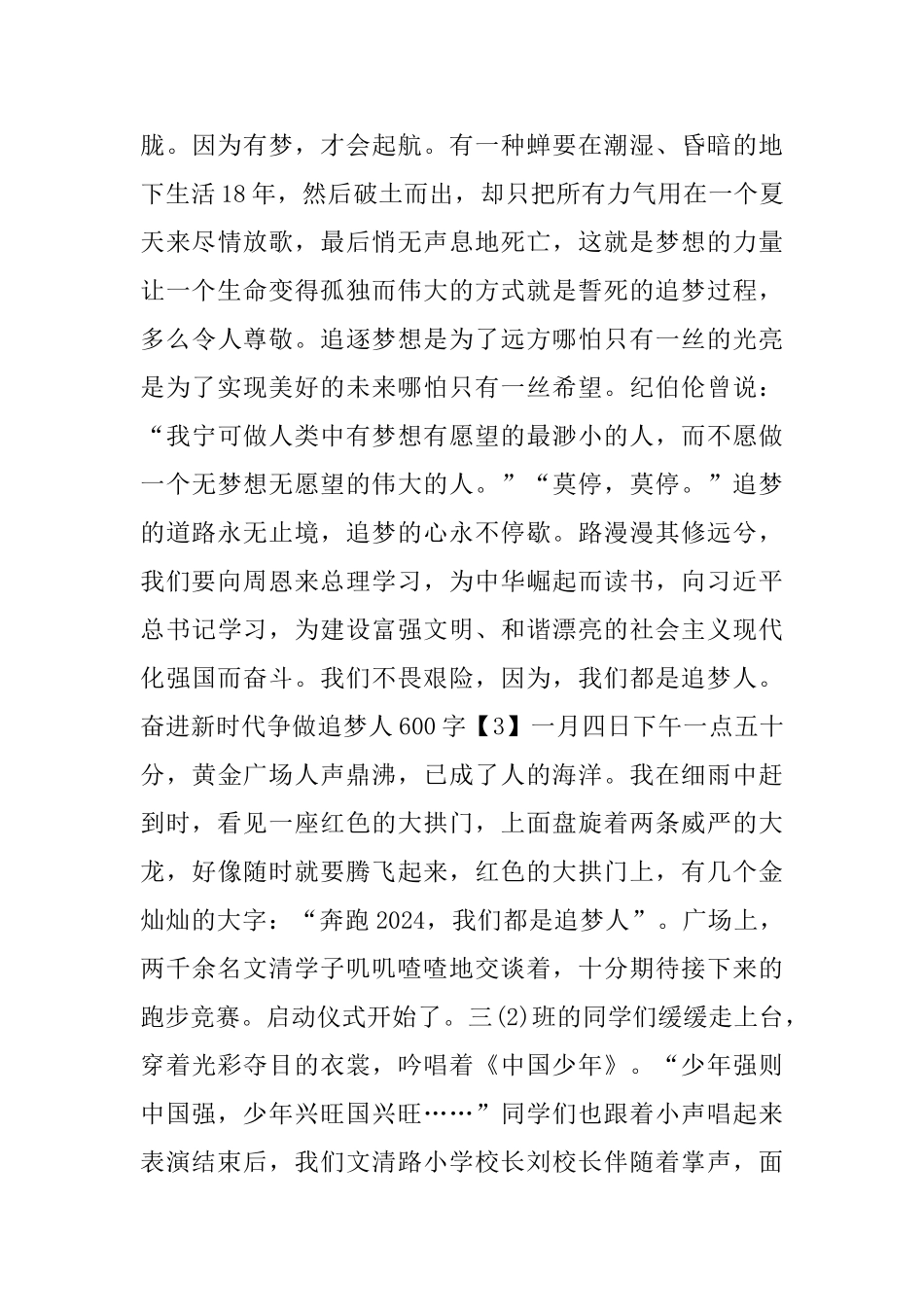 奋进新时代争做追梦人600字作文2024_第3页