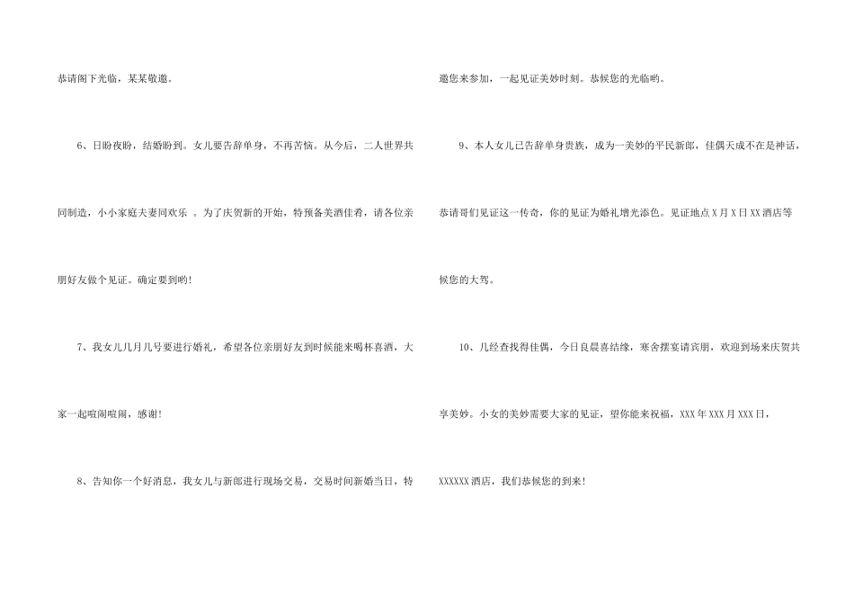 女儿结婚邀请函模板汇编七篇_第2页