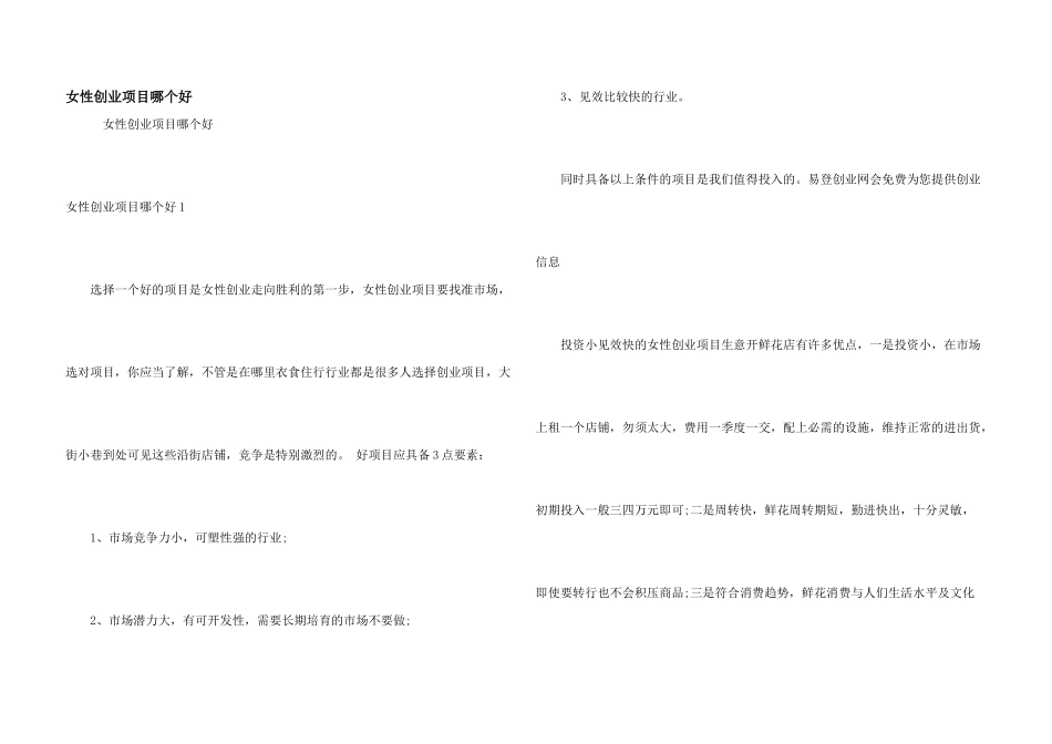 女性创业项目哪个好_第1页
