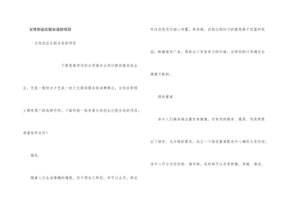 女性创业比较合适的项目_第1页