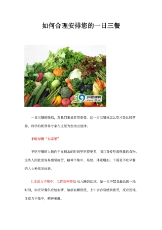 如何合理安排您的一日三餐