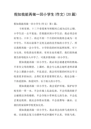如果我能再做一回小学生