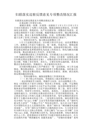 妇联落实巡察反馈意见专项整改情况汇报