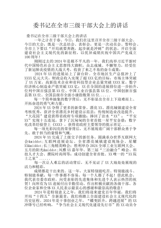 委书记在全市三级干部大会上的讲话