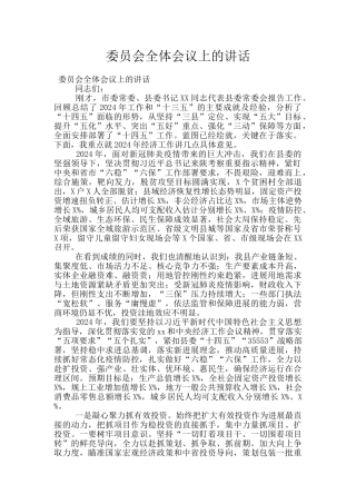 委员会全体会议上的讲话