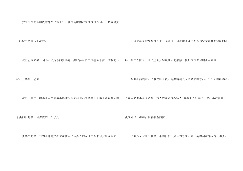 威尼斯商人读后感1000字_第2页