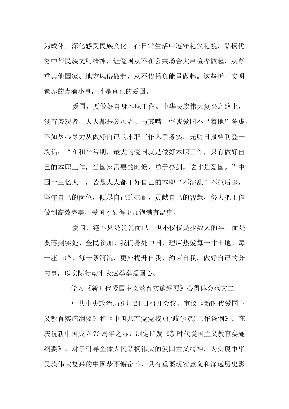 学习《新时代爱国主义教育实施纲要》心得体会3篇_第2页