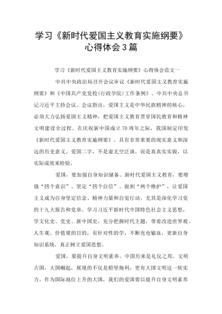 学习《新时代爱国主义教育实施纲要》心得体会3篇