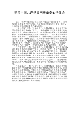 学习中国共产党员问责条例心得体会