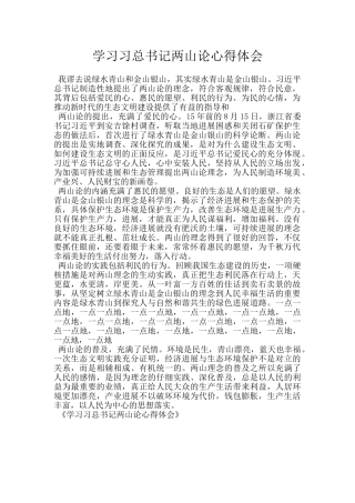 学习习总书记两山论心得体会