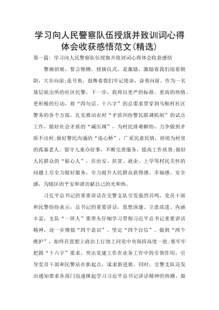 学习向人民警察队伍授旗并致训词心得体会收获感悟范文(精选)