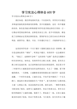 学习宪法心得体会600字