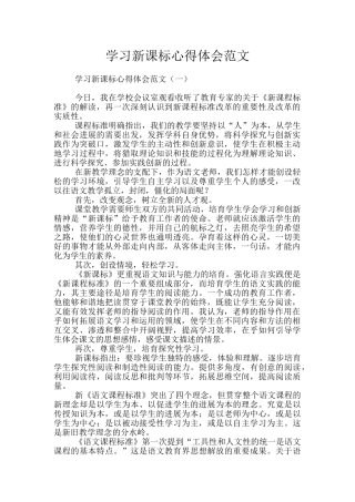 学习新课标心得体会范文