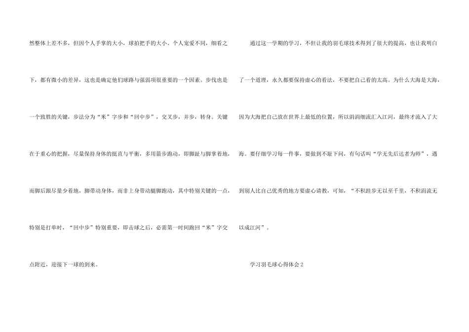 学习羽毛球心得体会（5篇）_第3页