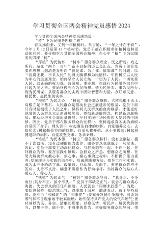 学习贯彻全国两会精神党员感悟2024