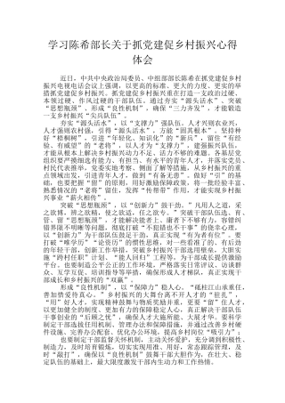 学习陈希部长关于抓党建促乡村振兴心得体会