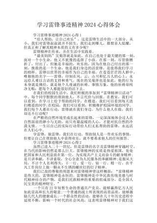 学习雷锋事迹精神2024心得体会