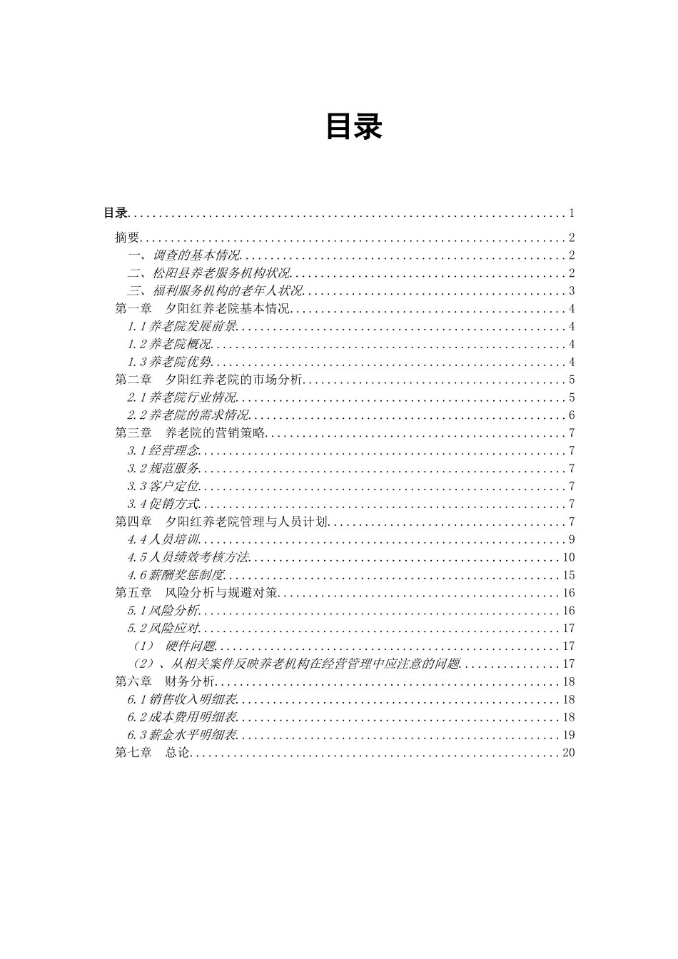 松阳县养老院商业计划书_第1页