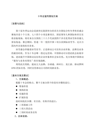 移动通信公司十冬会宣传方案